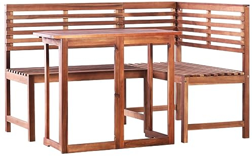 vidaXL Akazie Massiv Gartenmöbel 2-tlg. Gartentisch Eckbank Bank Sitzgruppe