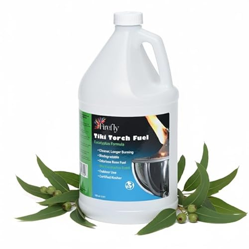 Firefly Eucalyptus Formula - Tiki Torch Fuel Lamp Oil - Clean Burning, Low Smoke, Outdoor Use, 1 Gallon