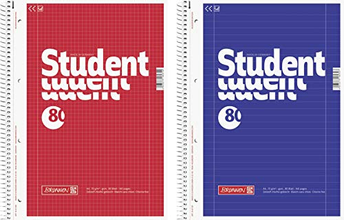 BRUNNEN Collegeblock Student, A4, 70 g/m², 80 Blatt (20, A4 liniert + kariert)