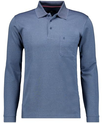 RAGMAN Herren Softknit-Poloshirt Fishnet, Langarm