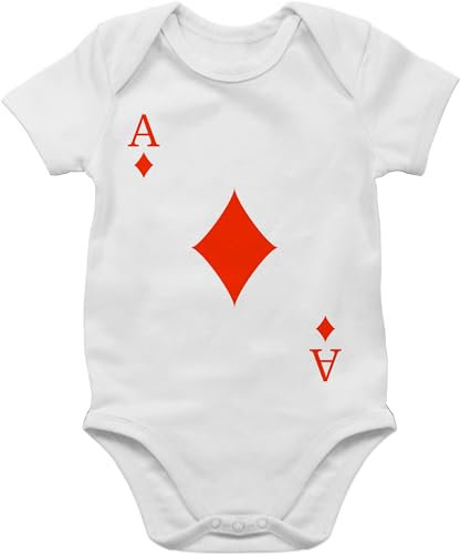 Shirtracer Baby Body Junge Mädchen - & Fasching - Karo Ass Kartenspiel Karneval Kostüm - 1/3 Monate - Weiß - faschingsstrampler fastnacht spielkarte faschings spielkarten tier fasnacht kartenspielen