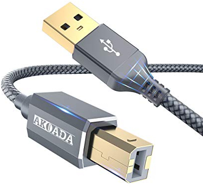 AkoaDa USB Druckerkabel 6M, Scanner Kabel A auf USB B 2.0 Drucker Kabel für HP, Canom, Deli, Epsom, Lexnark, Xerax, Brather usw(Grey)