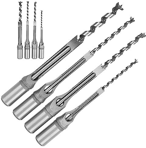 Punte Trapano per Fori Quadrati 4 Pezzi 1/4 5/16 3/8 1/2 Set di Scalpelli per Mortasare per Legno Lavorazione Del Legno A Tazza Utensili Manuali per Foratura per Falegname