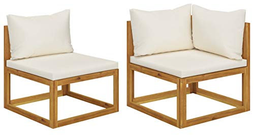 Festnight Balkonmöbel Holz Sitzgruppe Sofa Set Couch Balkonset Gartenmöbel Loungemöbel Terrasse Garten Lounge Set Balkon Terassenmöbel Gartensofa 2-Sitzer Akazie Massivholz