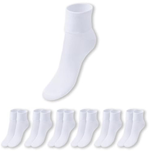 Prisco Calze Sanitarie Donna in Cotone Filo di Scozia, Calzini Sanitari Corti per Diabetici, senza Elastico per una Perfetta Circolazione, Calze Corte Infermiera Bianche o Nere, 6 paia (Bianco, 39-42)