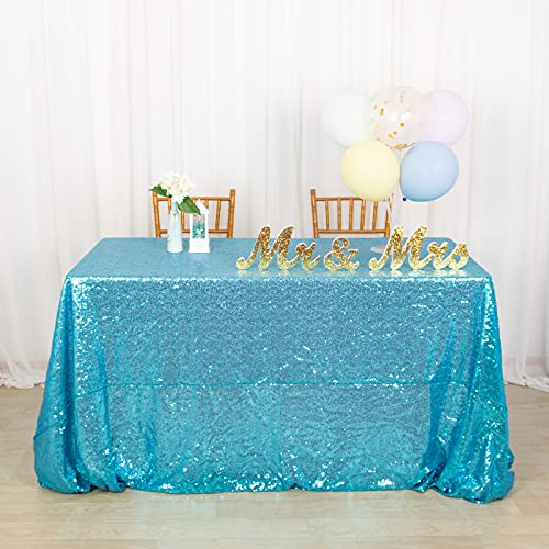 ShinyBeauty Pailletten Tischdecke Rechteck 150 cm x 260 cm Türkis Tischdecken Partydekoration Glitzer Tischdecken Leinen Tischdecke Overlay (150 x 260 cm, Türkis)