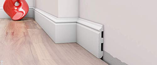 5 pezzi / 10 metri battiscopa – bianco – 2 metri – materiale duro/simile alla plastica – decorazione – Parete – pavimento – soffitto (DP5)
