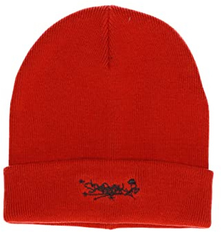 Sterntaler Baby Jungen Strickmütze Baby Organic Cotton Strickmütze Skaterlook - Baby Strickmütze - mit Umschlag und Stickerei - mittelrot, 55