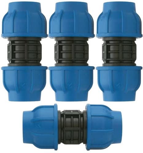 acquaverde Manicotto a Compressione Raccordo PN16 Connettore ad Alta Pressione per Tubi e Sistemi Irrigazione, Nero - Orto Facile (4, 25 x 25 mm)