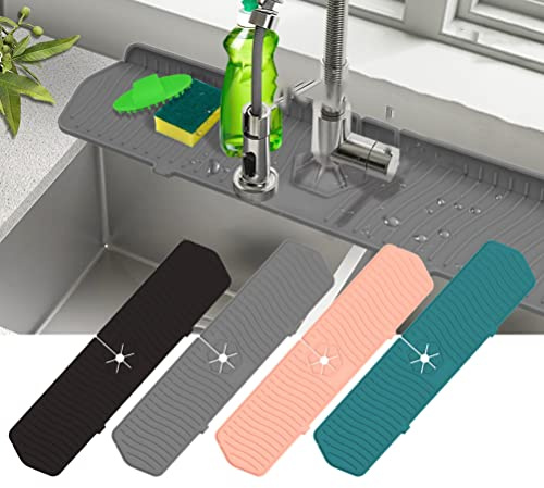 Tixiyu 1PC lavello da paraspruzzi maniglia in silicone vassoio raccoglitore di gocciolamento, rubinetto assorbente tappetino lavello protezioni lavello tappetino per bagno fattoria