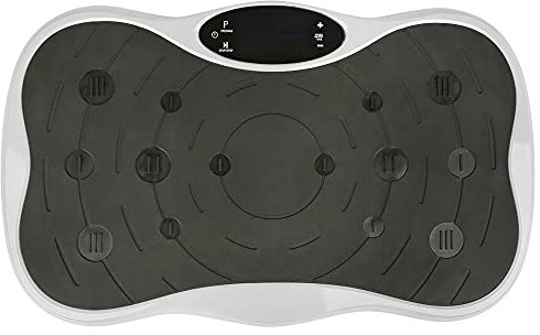 Plataforma vibratoria oscilante GLIT, placa vibratoria 3D con 2 bandas de resistencia, plataforma oscilante, 5 modos de programación, 95 niveles, pantalla LCD, carga máxima 120kg (negro blanco)