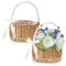 Lyellfe 2 Pack Flower Girl Basket, Handmade Wicker Rattan Basket with Handle Silk Ribbon, Decorative Eggs Candy Basket for Gifts, Wedding, Camping, Home Decor