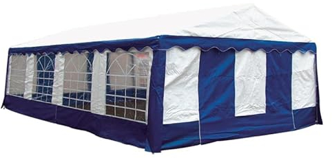 Partyzelt 5 x 8 Meter Festzelt Garten Plane 180 g/m² weiß-blau Fenster