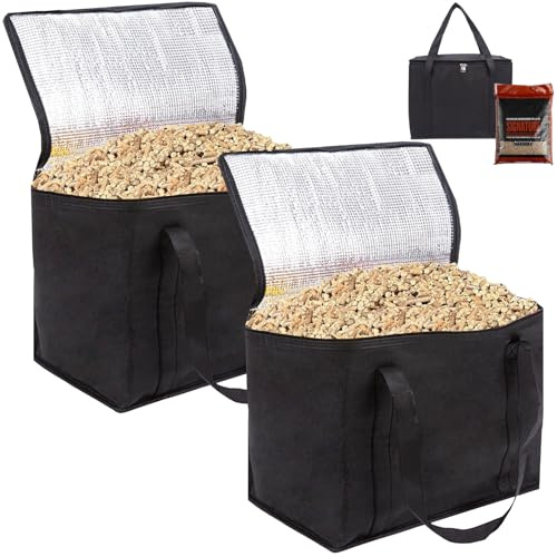 Niuohoy 2 Pack Wood Pellet Storage Containers Stay Dry Fuel Wood Chips Storage Bag Waterproof Outdoor Storage Container for Pellets, Charcoal Carrying Bag