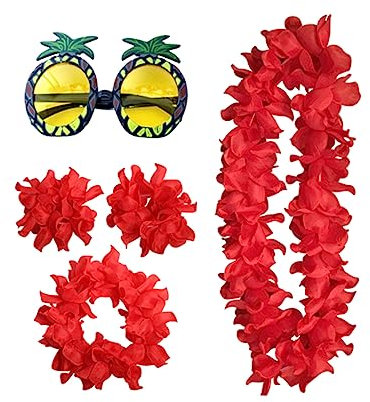 Lustige Brillen Hawaii Girlande Kopfschmuck Armband Oktoberfest Deko