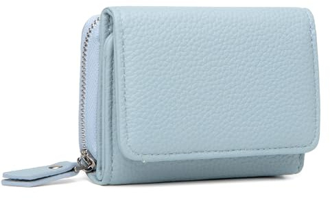 CHAOFANXI Geldbörse Damen, Trifold Leder Kleines Portemonnaie für Frauen, Geldbeutel Damen Portemonnaie Kleine Brieftasche Geldbörse mit 6 Kartenfächern, 1 Banknotenfach und 1 Münzfach,Blau
