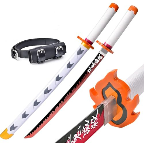 Demon Nichiri Leksakssvärd 76 cm (30 tum) med bälte, Bambu Anime Samurajkatana, katana Cosplay svärd för Halloween Jul Karneval Animefans Present (E-Kyoujurou)