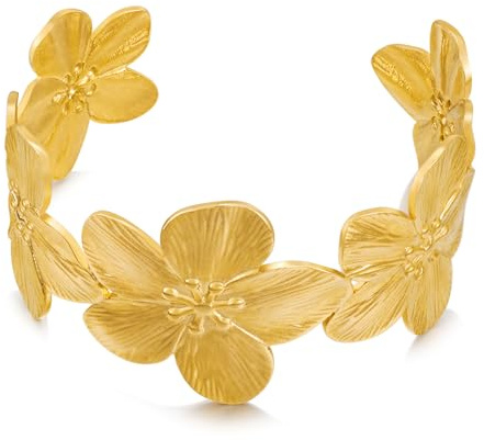 LILIE&WHITE Bracelet en Or Floral – Bijou Élégant en Forme de Fleurs, Cadeau, Résistant à la Décoloration, Accessoire Mode Raffiné pour Femmes