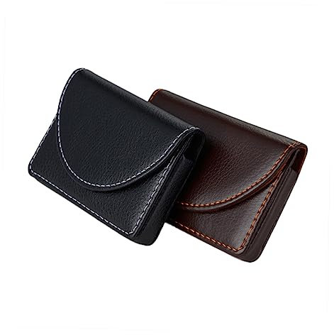 HOODANCOS 2stücke Pu Visitenkartenhalter Schwarz Und Braun Kompakter Portabler Kartenhalter Aus Pu-leder Schlankes Etui Für Geschäfts Namenskarten Praktisches Zubehör Für Büro Und Unterwegs