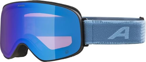 ALPINA Slope Q - Gafas de esquí con estilo para mujer y hombre, anti-vaho, circulación de aire efectiva, lente espejada, black-blue matt