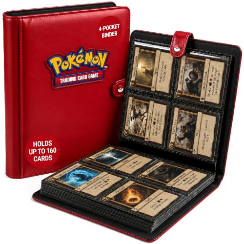 Ultra Pro | Pokemon Premium 4-Pocket Snap Binder - Red | Trading Card Accessory