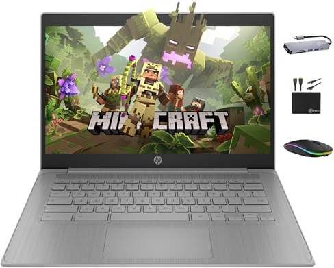 HP Chromebook 14 pulgadas HD Premium computadora portátil para estudiantes de negocios, procesador Celeron N4120 de cuatro núcleos, 4 GB de RAM, 564 GB de almacenamiento (64 GB eMMC + 500 GB ext