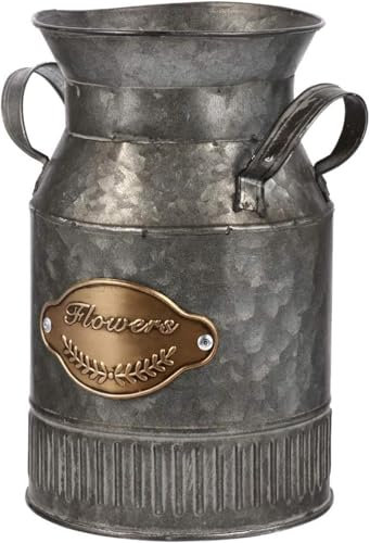 ZHZXBDGQ Metal Flower Vase Retro Pitcher Vase Rustic Milk Churn Shabby Vase Desktop Flower Arrangement Artificial Flowers Dried Branches Vase Garden Country House Farmhouse Decoration