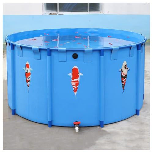 Piscine Hors Sol Avec Bassin À Poissons Circulaire En Toile Épaisse Durable Et Encadrée, Bassin Pliable Pour L'élevage De Carpes Koï, Pour Réservoir De Stockage Extérieur, Irrigation Agricole, Baignad