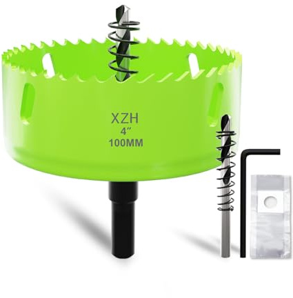 XZH 100 mm Bi-Metall-Lochsägen-Set mit Dorn und Pilot-Bit, müheloses glattes Schneiden für Holz, Kunststoff, Trockenbau und dünnes Metall, ideal für Downlight-Installation und DIY-Projekte