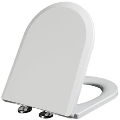 Giural Abattant WC De Forme De D 35.5 * 44Cm, avec Fermeture Rapide, Fixation sur Le Dessus, Siège De Toilette en Matériau PP, Cuvette Toilette avec Frein De Chute