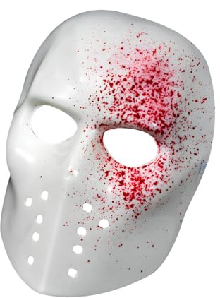 Horror-Hockey-Maske, Unisex, gruseliges Kostüm, Party, Cosplay, Requisite, verstellbares Halloween-Kostüm, Gesichtsmaske, gruseliges und lustiges Mode-Accessoire für Erwachsene und Jugendliche bei