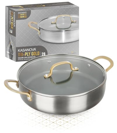 Tegame 28 cm triplo strato Tri Ply - Gold con coperchio