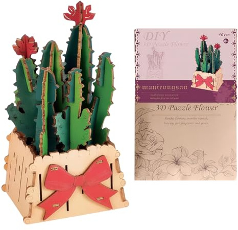 EIH1 Puzzle 3D Cactus di Modelli Cactus Puzzle in Legno per Adulti da Costruire Decorazione per la Casa Regali creativi per adulti e bambini per compleanni, Halloween, Natale