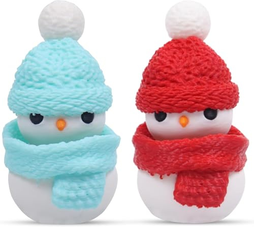 Giocattoli antistress, 2 pezzi, antistress, pupazzo di neve natalizio con cappello e scaldacollo Squishy Ball, antistress Squeeze Toys Natale per adulti