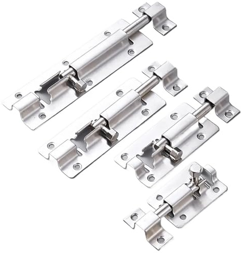 Stainless Steel Door Security Lock Buckle Window Latch Thickened Sliding Gate Tower Bolts Latch Catch Home Hardware(3 Inches,10pcs)