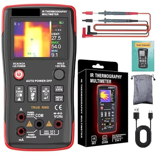 Termocamera 2 in 1 AC/DC Corrente Tensione Multimetro Telecamera IR da -20℃ a 550℃ Riscaldamento a pavimento Ispezione elettronica