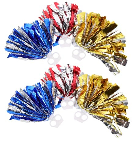 GALPADA Lot De 6 Pompons De Cheerleading en Plastique avec Poignée Pompons De Cheerleading en Aluminium Métallisé