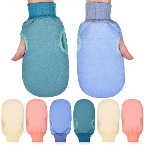 PAMINGONO 8 pièces Exfoliants pour Corps de Réutilisables avec Manchette Élastique Nettoyage Profond des Pores et Élimination des Cellules Mortes pour Femmes et Hommes
