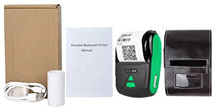 fotoprinter， Trådlös miniskrivare Bärbar kvittoskrivare Bluetooth 58mm(Green Printer)