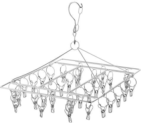 SUNNYNEST Folding Sock Dryer with 36 Pegs – Stainless Steel Multi-Peg Laundry Hanger for Socks, Underwear, Bras, Baby Clothes – Space-Saving Foldable Drying Rack