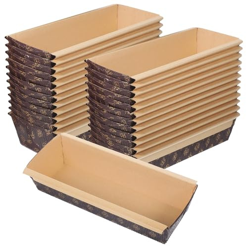 Gatuida Molde Rectangular Desechable para Hornear Pan 200X65X45 MM Pack 50 Unidades de Papel Resistente al Calor Moldes Pequeños para Pasteles y Pan Casero Aptos para Horno y Uso