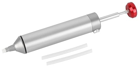 Entlötpumpe aus Aluminiumlegierung 69g starke Saugkraft mit 2 Silikondüsen präzises Entlötwerkzeug für Leiterplatte Elektronik Reparatur