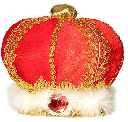 Boland 01237 - Hut König, Krone, Krönung, Zeremonie, Rot, Samt, weich, gold, Edelsteine, Karneval, Halloween, Fasching, Mottoparty, Verkleidung, Theater, Accessoire