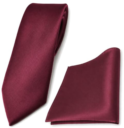 TigerTie Krawatte & Einstecktuch Set Herren Hochzeit Business, schmal 6 cm Polyester