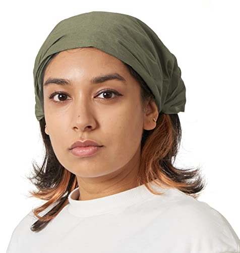 CHARM Casualbox Mujer Algodón Bandana Bufanda Cabello Banda Cabeza Tapa Elástico Caqui