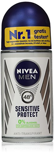 Nivea Men Sensitive Protect Roll-On Antiperspirant (Twin Pack) Deodorant Stick 50 ml Pack of 2
