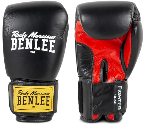 BENLEE Fighter Leder-Boxhandschuhe für das Training mit Klettverschluss | Boxhandschuhe aus Rindsleder mit mehrschichtiger Schaumstoffpolsterung & Handgelenkstabilisierung, ideal zum Boxen & Sparring