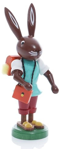 Rudolphs Schatzkiste Osterfigur Hase mit Ranzen Höhe ca 9 cm NEU Osterdeko Osterhasenfigur Ostern Korb Osterei Frühling Erzgebirge Seiffen Hase Blumen