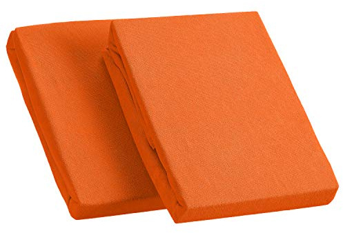 Kinzler C-10048/38 Mikrofaser Frottee Spannbetttuch Uni, 2x 90-100x190-200 cm, terra