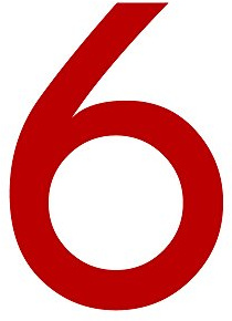 Zahl 6 in rot, 30 cm großer Sticker, wetterfeste Klebezahl | Selbstklebende Klebefolie für Hausnummern an Tür, Tor, Garage, Schaufenster und allen glatten Oberflächen